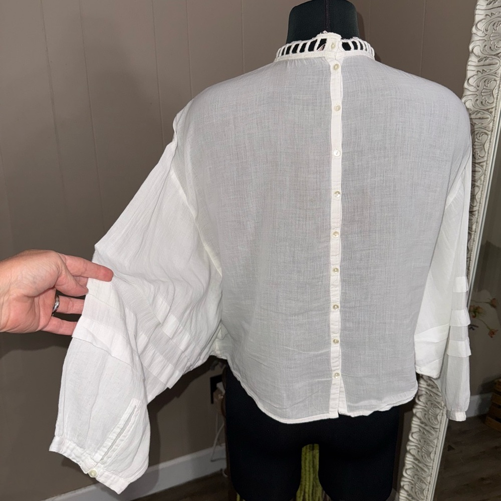 Free People • Heart of Gold Button Back Cotton Blouse - Picture 9 of 16